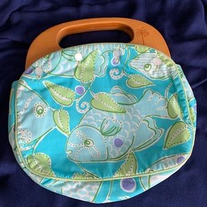 Vintage Reversible Lilly Pulitzer Bermuda Purse Wood Handles